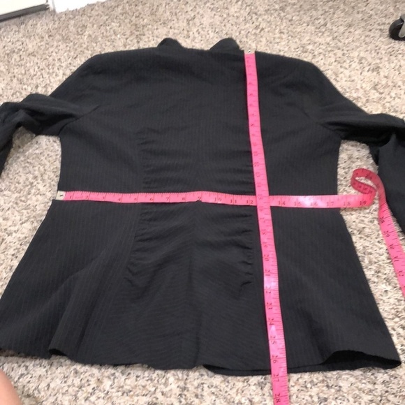 CAbi Blazer Size 6 Black Tan Striped Ruched Jacket - Picture 10 of 11
